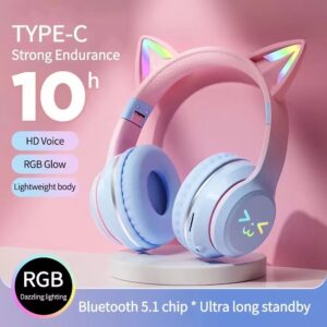 RGB Cat Ear Wireless Earbuds BT 5.3 Gaming Headset